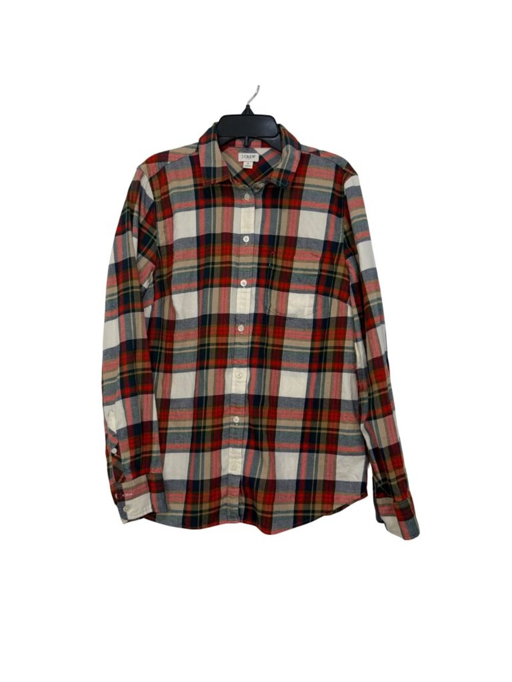 J.Crew Women Red Plaid Button-Down Shirt SZ Small 100% Cotton Long Sleeve Casual
